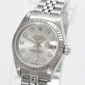 Rolex Datejust Ref 79174 Steel 18K Gold Bezel Silver Diamond Dial